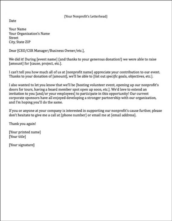 Sample Letter Of Support For Non Profit Organization For Your Needs