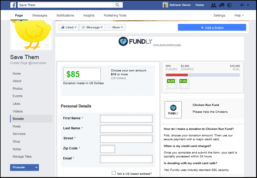 Accept Donations on Facebook - Step 2