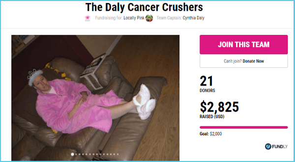 The Daly Cancer Crushers is a prime example of a crowdfunding campaign that used updates to promote their fundraiser.