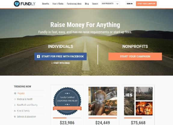 Create a fundraising page for the relocation