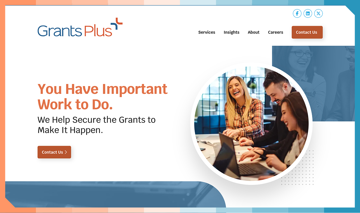 Screenshot of the Grants Plus website