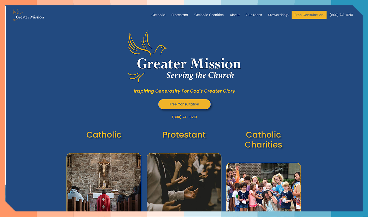 Screenshot of the Greater Mission website