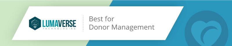 Lumaverse is one of our favorite all-in-one nonprofit software providers.