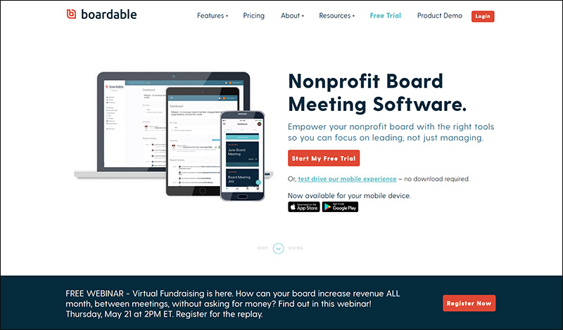 Explore Boardable's website to learn more about their nonprofit board management software.
