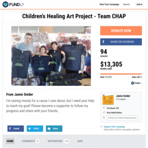 Backers of the Children's Healing Art Project on Fundly received T-shirts as a perk.