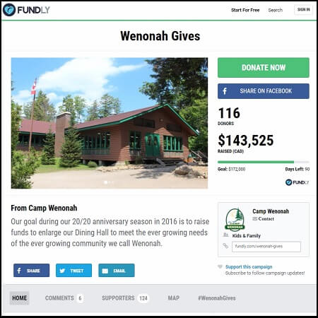 Here's the main crowdfunding page for the Wenonah Gives campaign.