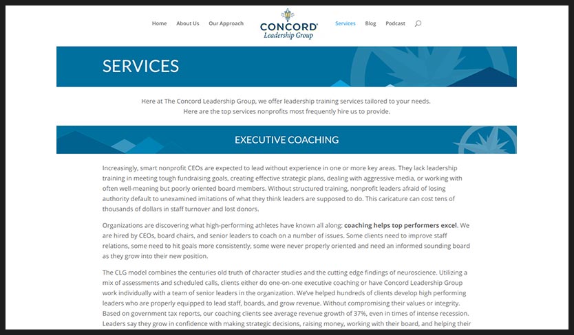 Take a look at Concord Leadership Group's executive search consulting.