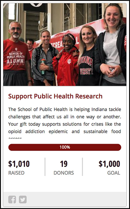 Indiana University's School of Public Health uses Fundly crowdfunding to raise money for much-needed health research projects.