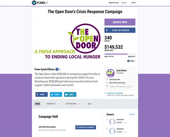 Check out how The Open Door is fundraising for coronavirus.