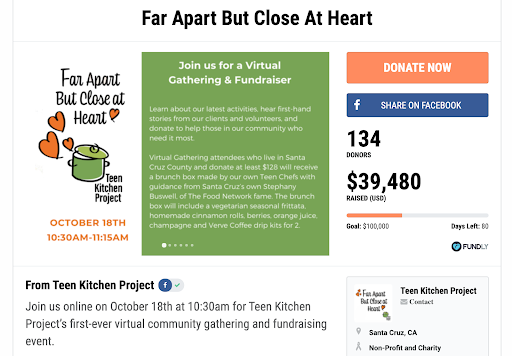 Here's an example of a virtual event donation page.