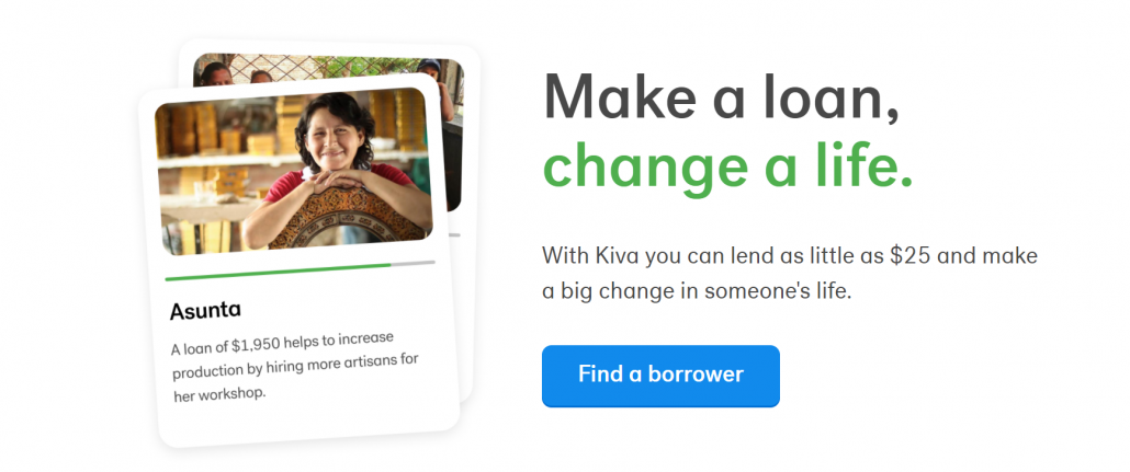 A screenshot from Kiva, a GoFundMe crowdfunding alternative.